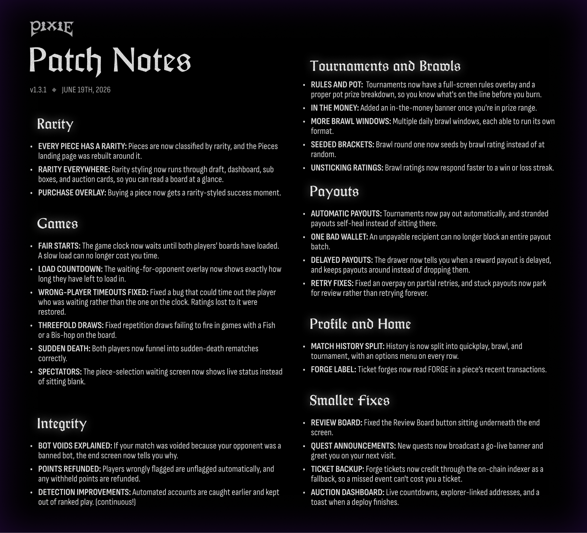 Change Log v1.3.1
