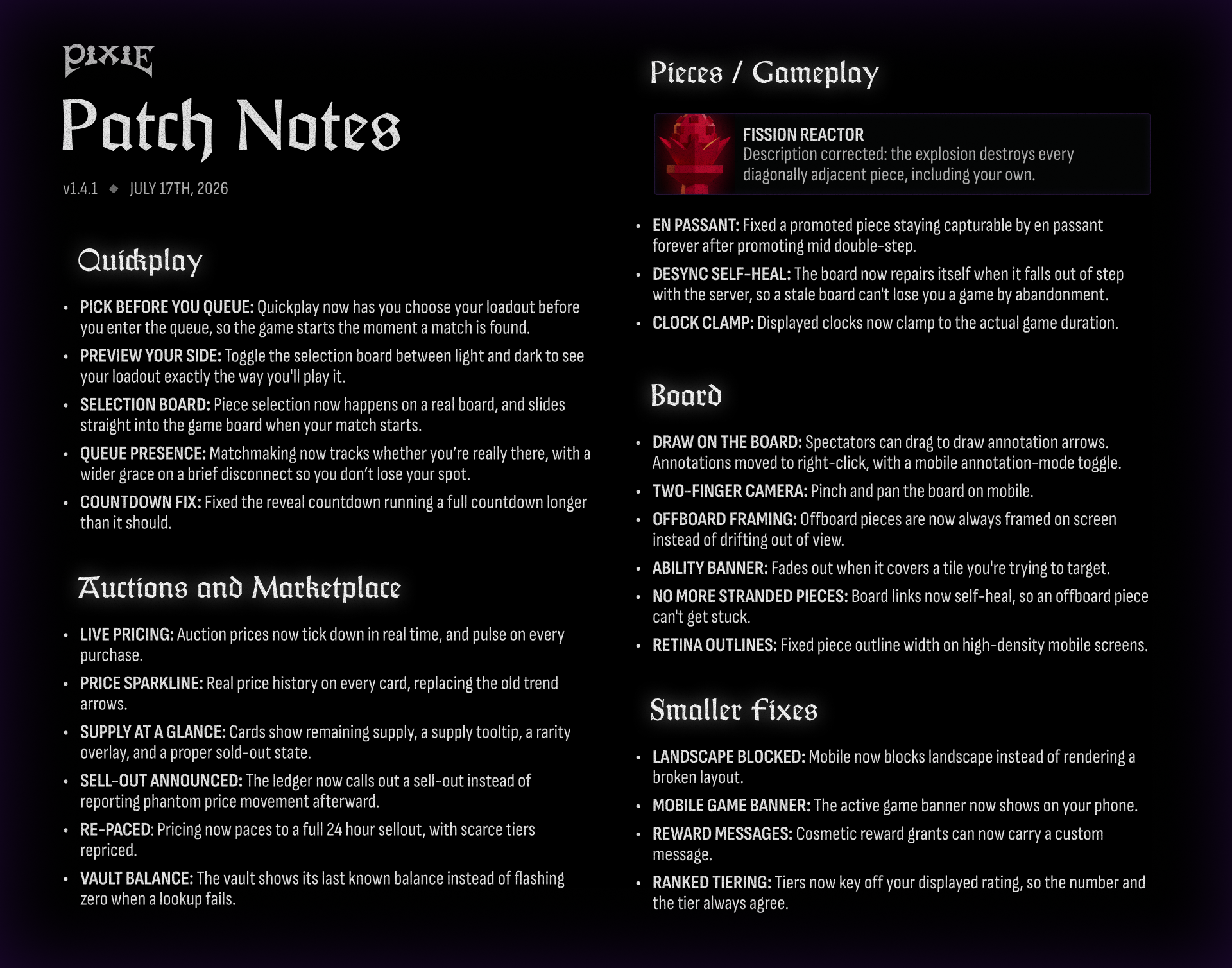 Change Log v1.4.1